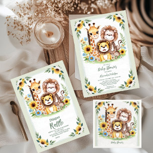 Invitación Baby Shower de animales de Safari de la Selva Trop