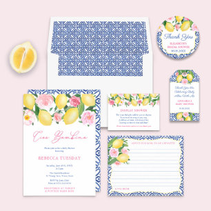 Invitación Consejo Floral Rosa De Capri Lemons Para La Tarjet
