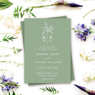 Invitación a la Palm Tree con logotipo de Boda de 