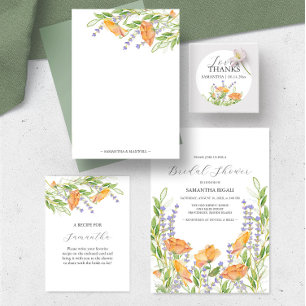 Invitaciones a la ducha de novia con flores silves