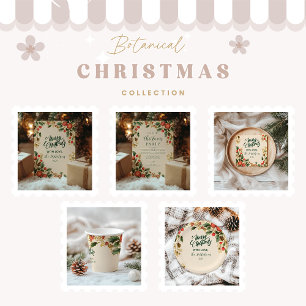 Tarjeta Festiva Navidades de Rustic Holly Pomegranate