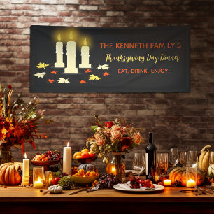 Invitación Cena de Acción de Gracias con velas cálidas y colo