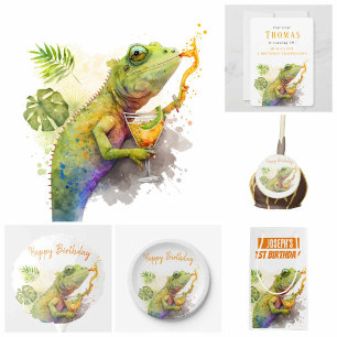 Watercolor Chameleon - Tarjeta de invitación por c