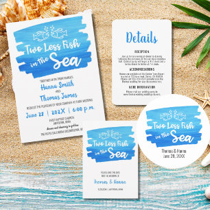 Tarjeta De Recepción Boda de la costa azul y blanco