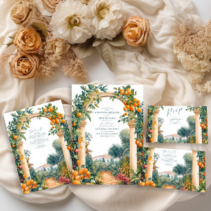 Tarjeta De Recepción Moda Lemon Boda de verano mediterráneo