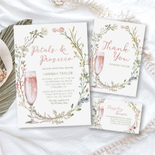 Invitación Petales y ducha de novia floral Prosecco