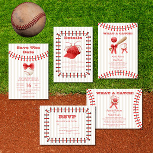 Invitación Todo En Uno Boda de Captura Perfecta Deportiva de Béisbol