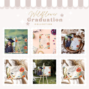 Tarjeta De Agradecimiento Elegante fiesta de graduación de Flores Silvestres