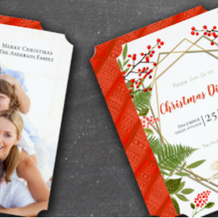 Pegatina Cuadrada Vintage Santa Red Berry Winens