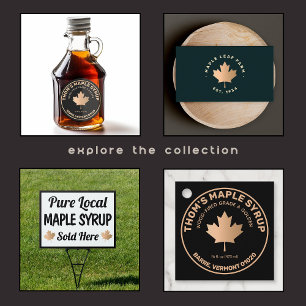 Pegatina Redonda Dirección Gold Canadian Maple Leaf