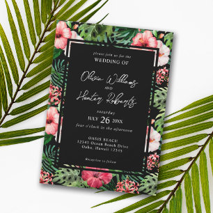 Invitación Azul de la Marina Boda del Arco de Hibiscus Tropic