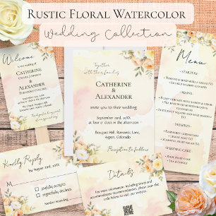 Tarjeta De Confirmación De Asistencia Elegante Rústico Acuarela Hermoso Bodas Florales