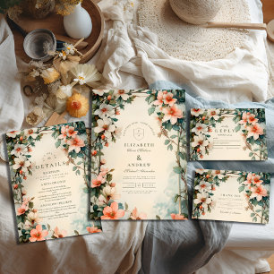 Tarjeta De Agradecimiento Fancy Floral Art Nouveau Boda