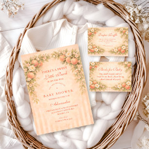 Invitación Ducha de Bebé Floral de Durazno Suave