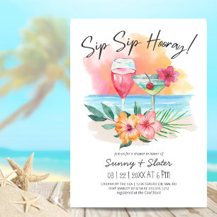 Invitación Seaside Sippin   Tropical Beach Baby Shower