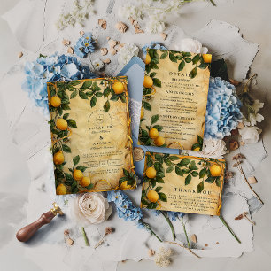 Tarjeta De Agradecimiento Boda floral cítrica toscana