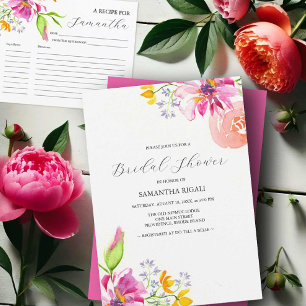 Tarjetas de receta de cocina Watercolor Florals