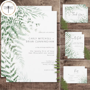 Tarjeta De Agradecimiento Elegante Boda de Ferns de Verdor Delicado