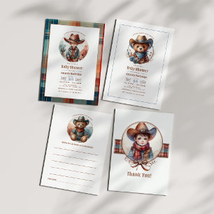 Invitación Ducha de Bebé Vaquero Rústico de Mousse de Mocha