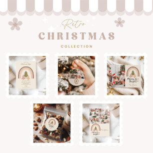 Tarjeta Festiva 6 Foto Retro Arcoiris morado y brillante