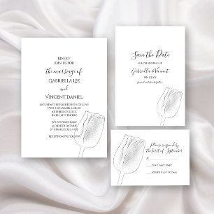Tarjeta de respuesta RSVP de bodas de boceto Tulip