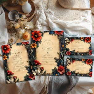 Tarjeta De Agradecimiento Boda de Art Nouveau floral victoriano
