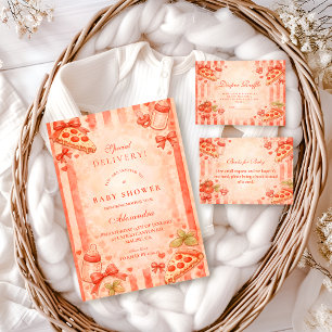 Invitación Bebé en camino: Fiesta de pizza