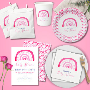 Invitación Moderna ducha de bebé arco iris rosa