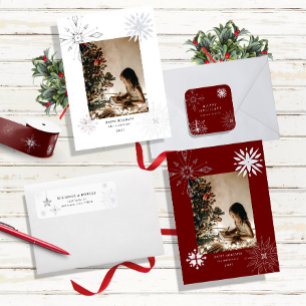 Tarjeta de vacaciones Silver Snowflake Photo