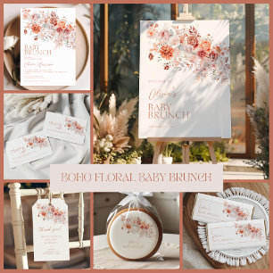 Pegatina Redonda Boho Floral Baby Brunch