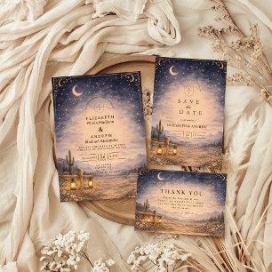 Invitación Boda Occidental Bajo la Luna del Desierto Celestia