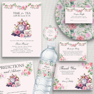 Invitación Tiempo de té con el futuro Baby Shower rosado