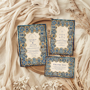 Invitación Boda Islámica Azul Real