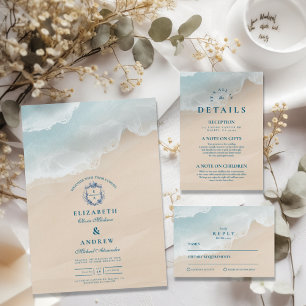 Invitación Boda veraniega en la playa del océano azul
