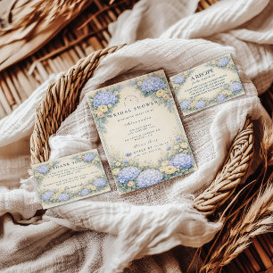 Tarjeta De Agradecimiento Ducha de Novia de Jardín con Hortensias Azules Pol