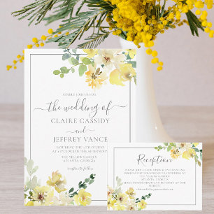 Invitación Delicado Boda de verano verde azulado floral amari