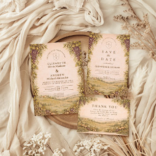 Invitación Boda Rústica en Viñedo Campestre
