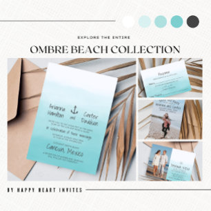 Invitación Boda de Ancla Oceánica de Ombre Beach