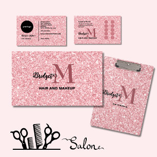 Llavero Salón de belleza con brillo rosado elegante foto c