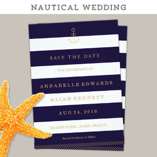Invitación rayas náuticas modernas weddingi