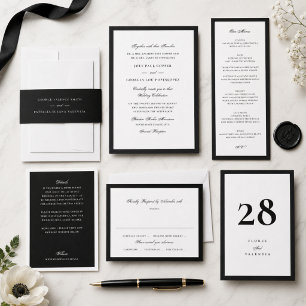 Tarjeta De Recepción Detalles de la Boda Negra Formal