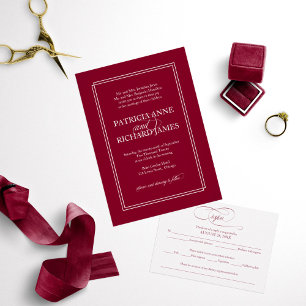 Invitación Borgoña Marsala simple elegante Boda formal