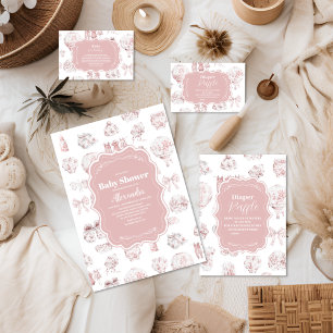 Servilleta De Papel Ropa rosa de tela de Jouy Baby Shower