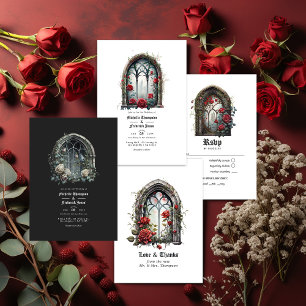 Tarjeta De Agradecimiento Dark Fantasy Castle Window Gothic Boda