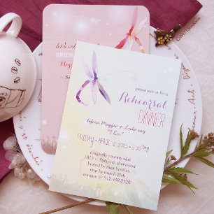 Invitación Boda Primaria de la Pareja de Dragonfly colorida