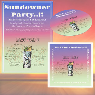 Póster Sundowner Blue Tahoe Cocktail Fiesta