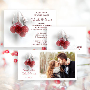 Reserva La Fecha Boda de Invierno Red Frosty Berries salva la fecha