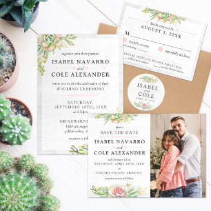 Invitación Boda de Cactus del Desierto Suculento de la acuare