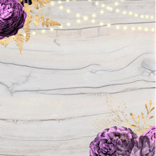 Invitación Boda De La Cadena De Madera Morada Floral