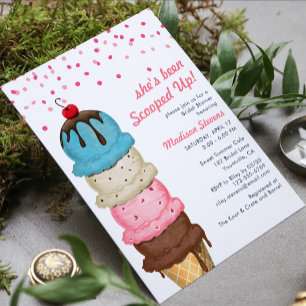 Invitación Ducha nupcial moderna de crema de hielo de verano